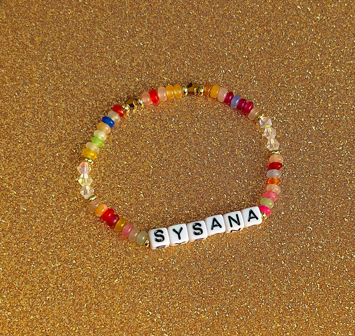 Rainbow Confetti personalized name bracelet for the Bracelets collection