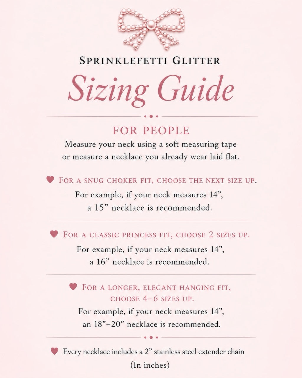 Custom necklace measuring guide from Sprinklefetti Glitter