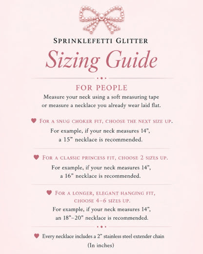 Custom necklace measuring guide from Sprinklefetti Glitter