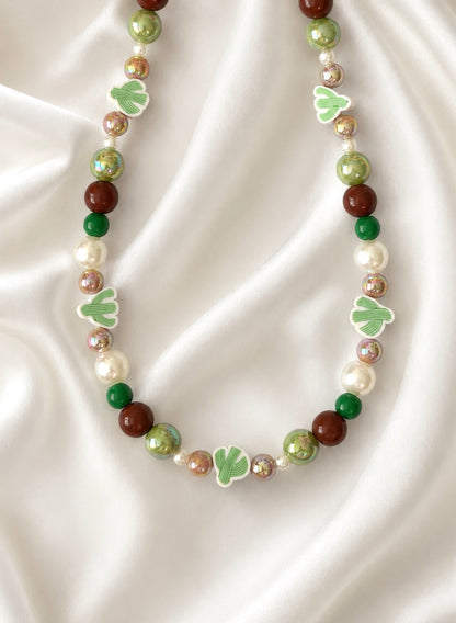 Cactus Canyon Socialite necklace with cactus beads, brown, green and pearl accents