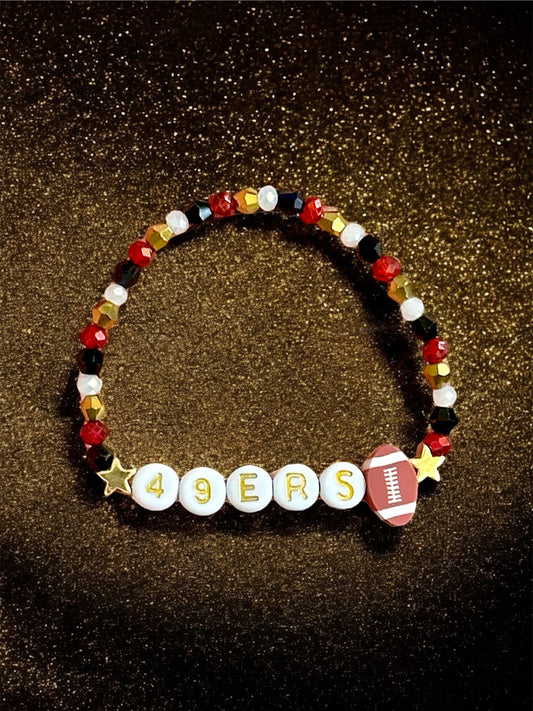Game Day Glam personalized football team bracelet with crystal beads