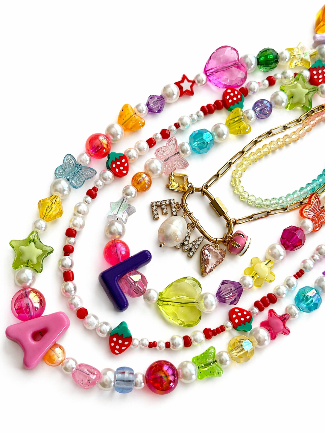 Additional view of the Gimme Gummy Initial Necklace with colorful gummy bear beads and playful charms