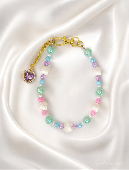 Seaside Pearl Cabana necklace with aqua, lavender, pink, pearl and seashell beads