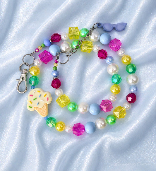 Sugar Cone Spark colorful statement necklace with ice cream charm and bright candy-colored beads